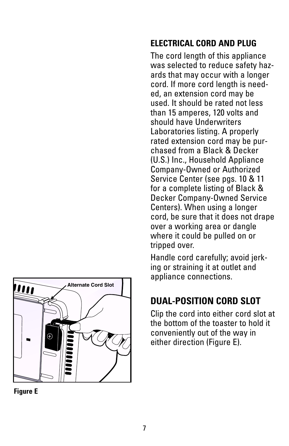 Dual-position cord slot | Black & Decker T271 User Manual | Page 7 / 12