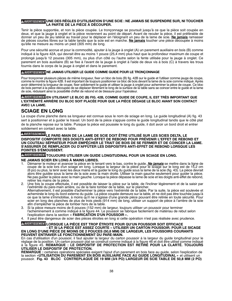 Sciage en long | Black & Decker 90521029 User Manual | Page 38 / 60