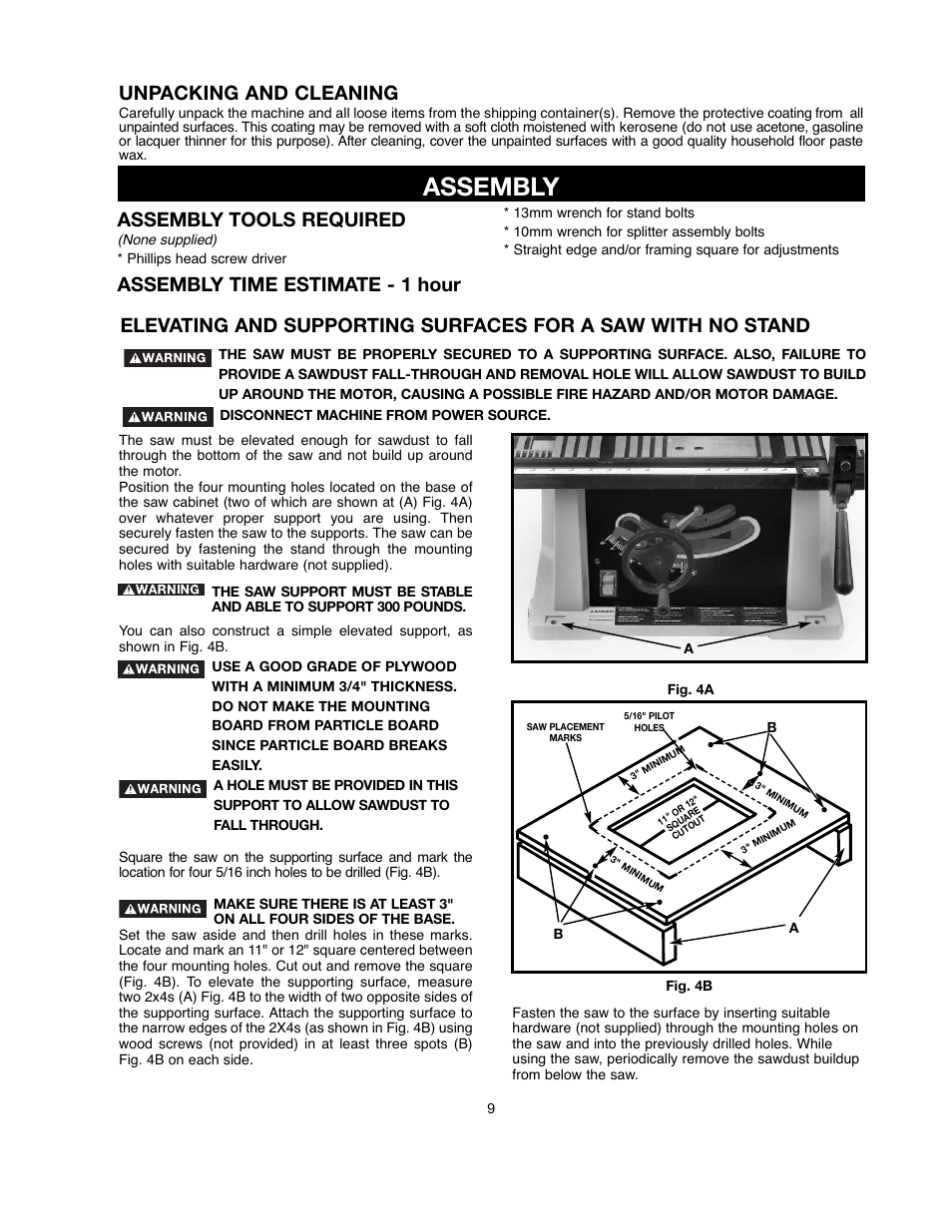 Assembly, Unpacking and cleaning, Assembly tools required | Assembly time estimate - 1 hour | Black & Decker 90521029 User Manual | Page 9 / 60