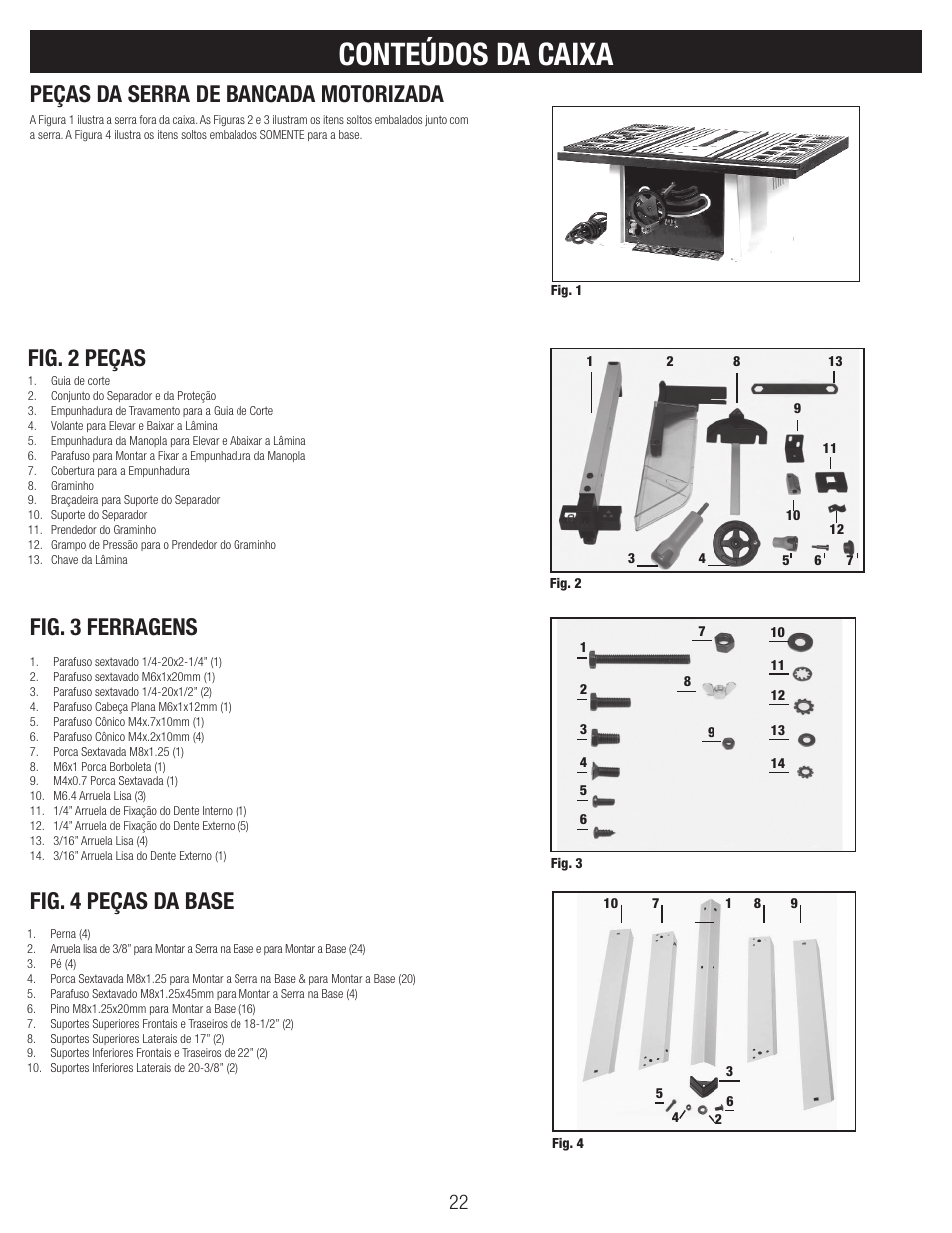Conteúdos da caixa | Black & Decker BT1800 User Manual | Page 22 / 52