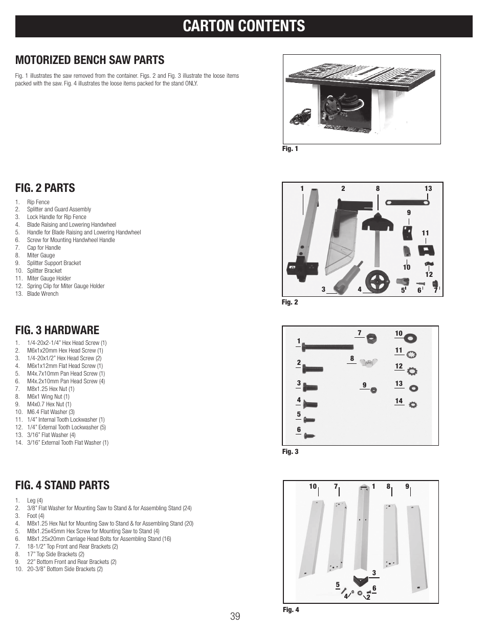 Carton contents | Black & Decker BT1800 User Manual | Page 39 / 52