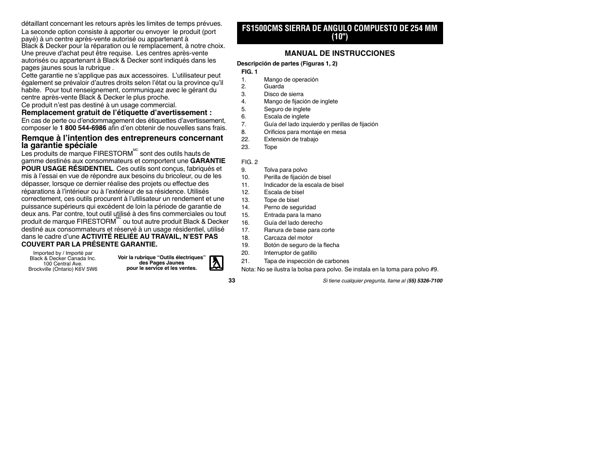 Black & Decker Fire Storm FS1500CMS User Manual | Page 33 / 47