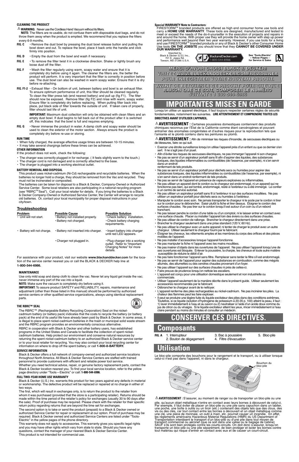Utilisation, Composants | Black & Decker Fire Storm 5148276-00 User Manual | Page 2 / 5