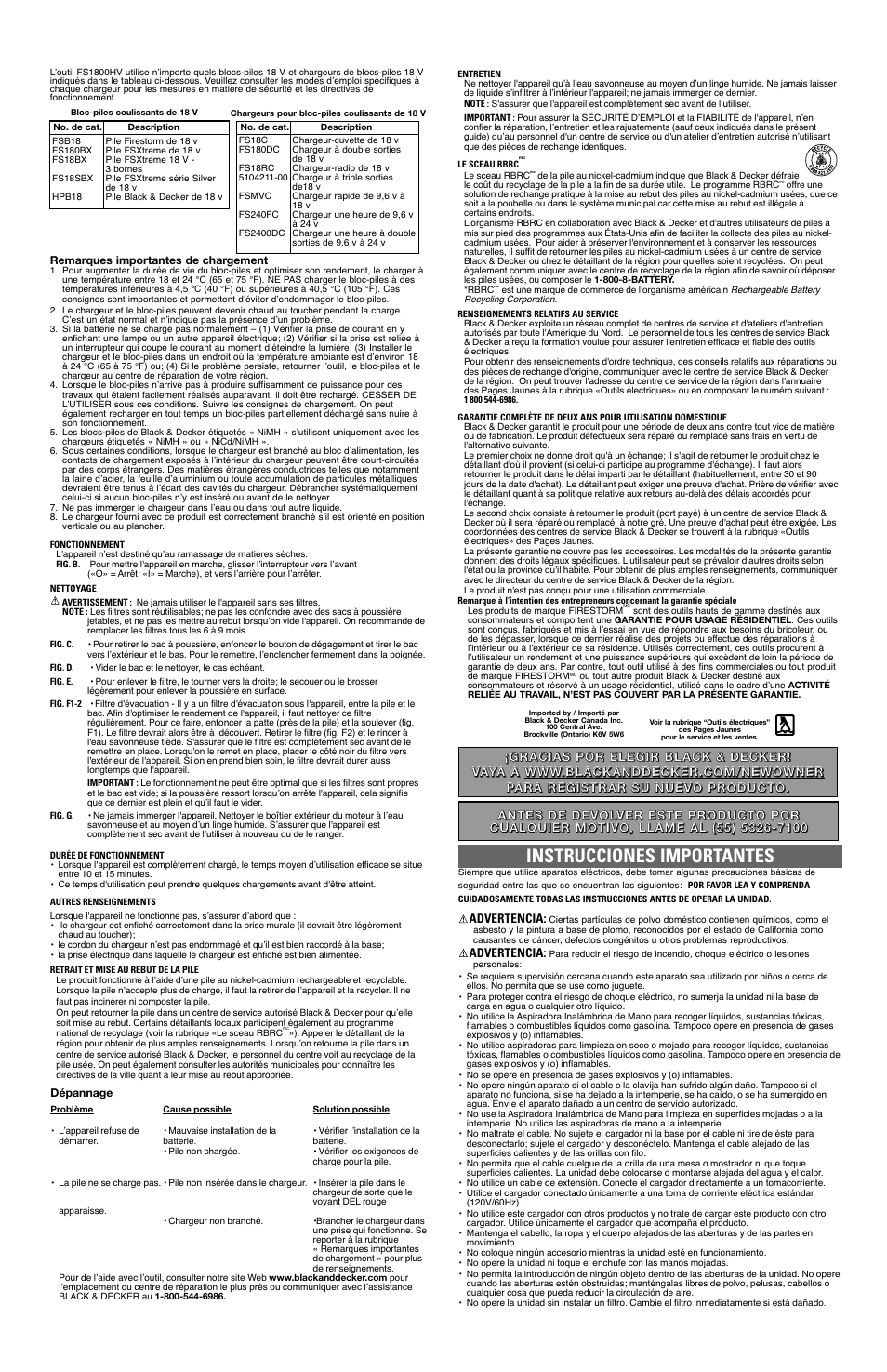 Instrucciones importantes | Black & Decker Fire Storm 5148276-00 User Manual | Page 3 / 5