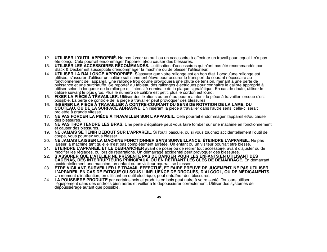 Black & Decker 90528012 User Manual | Page 45 / 88