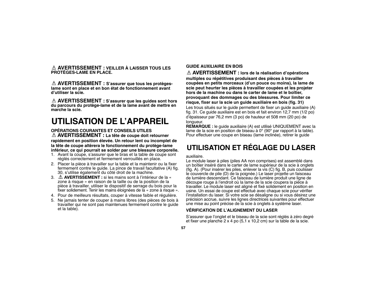 Utilisation de l’appareil, Utilisation et réglage du laser | Black & Decker 90528012 User Manual | Page 57 / 88