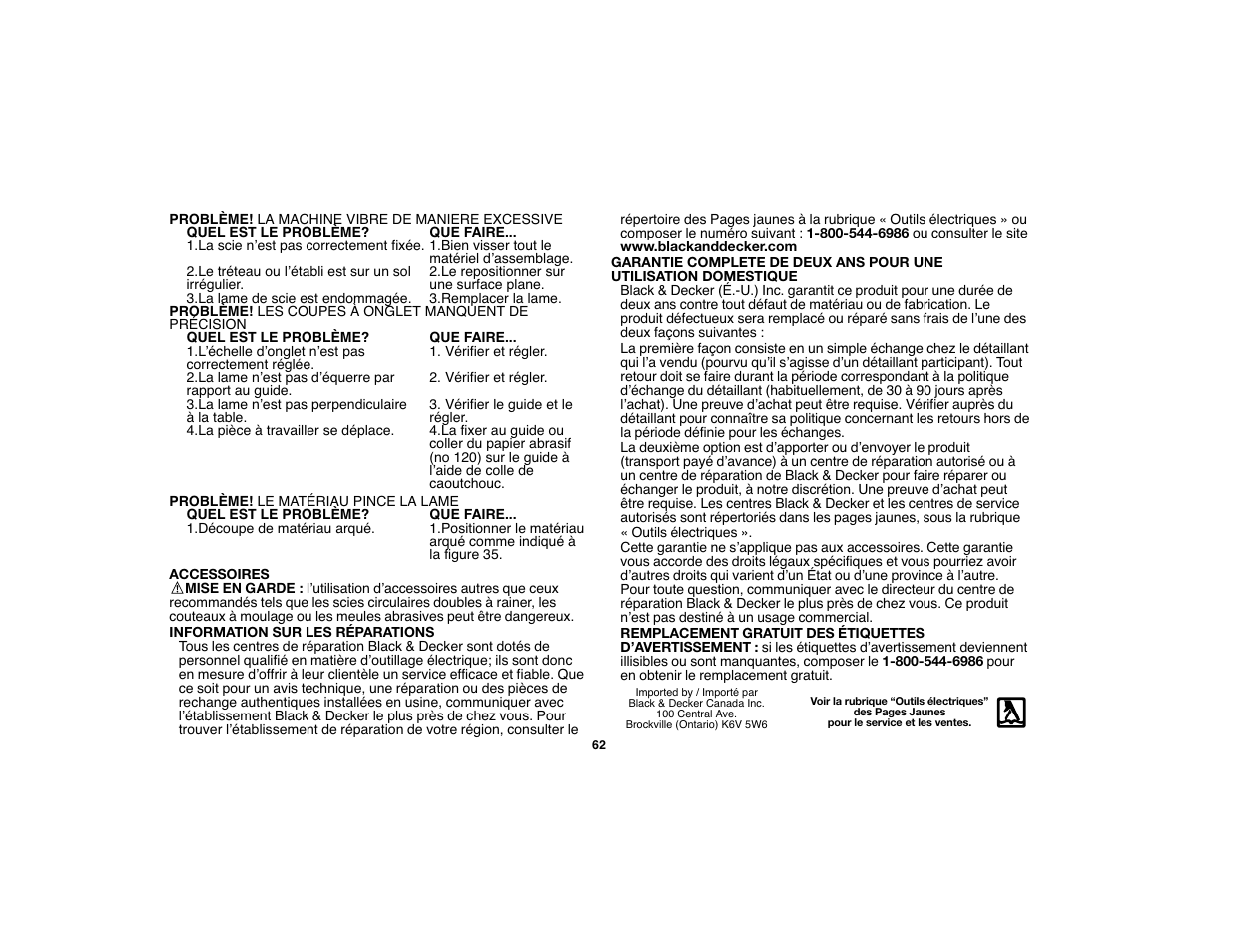 Black & Decker 90528012 User Manual | Page 62 / 88