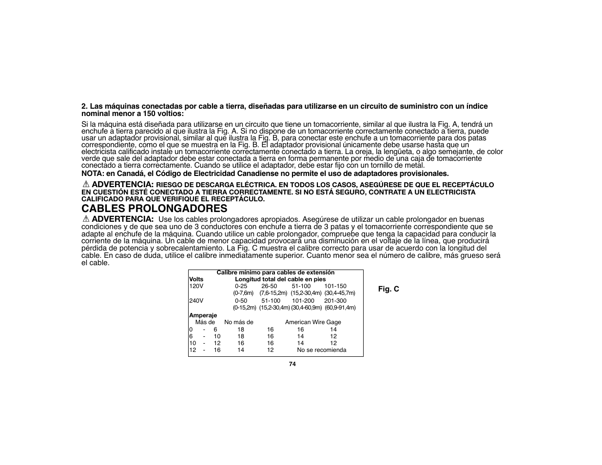 Cables prolongadores | Black & Decker 90528012 User Manual | Page 74 / 88