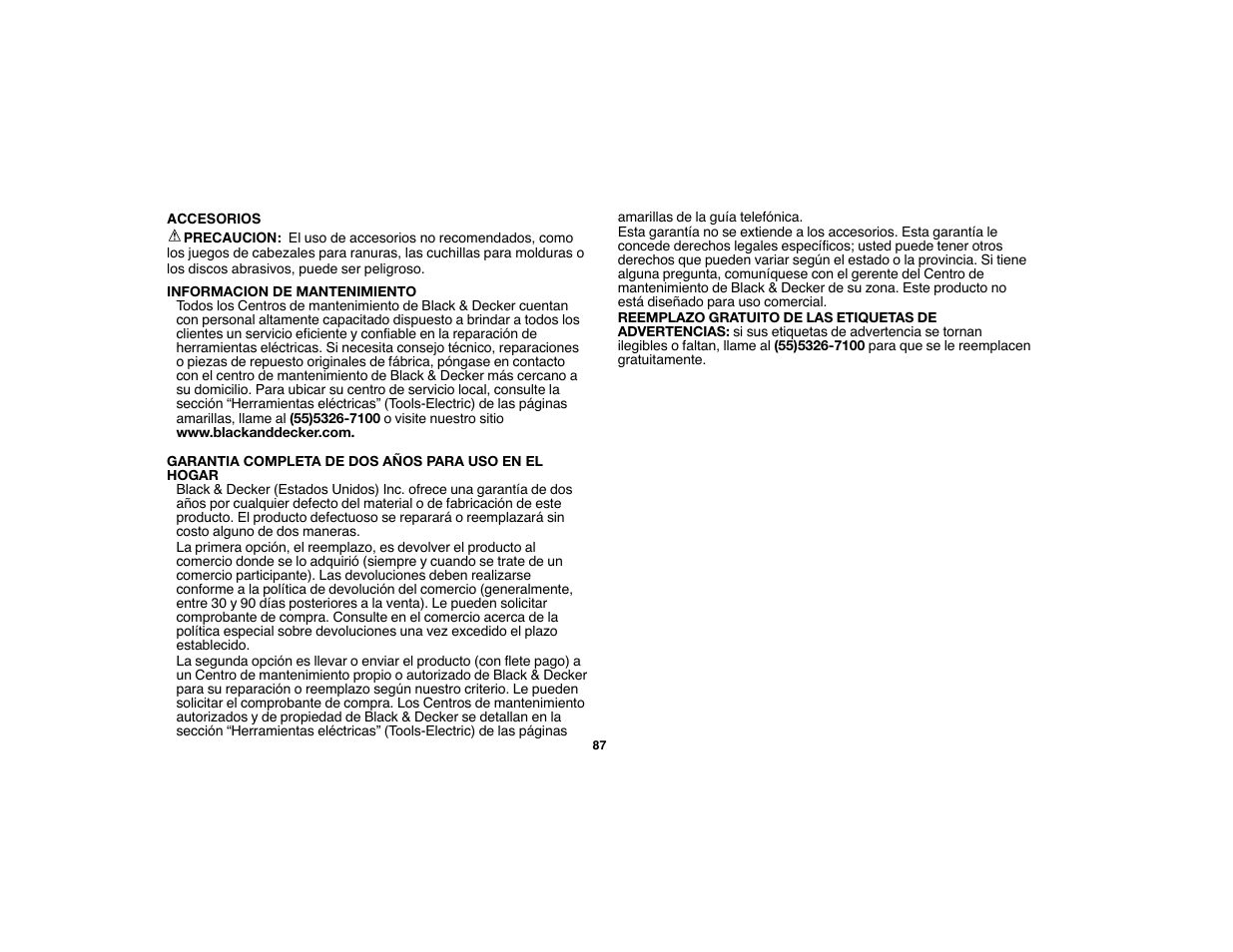 Black & Decker 90528012 User Manual | Page 87 / 88