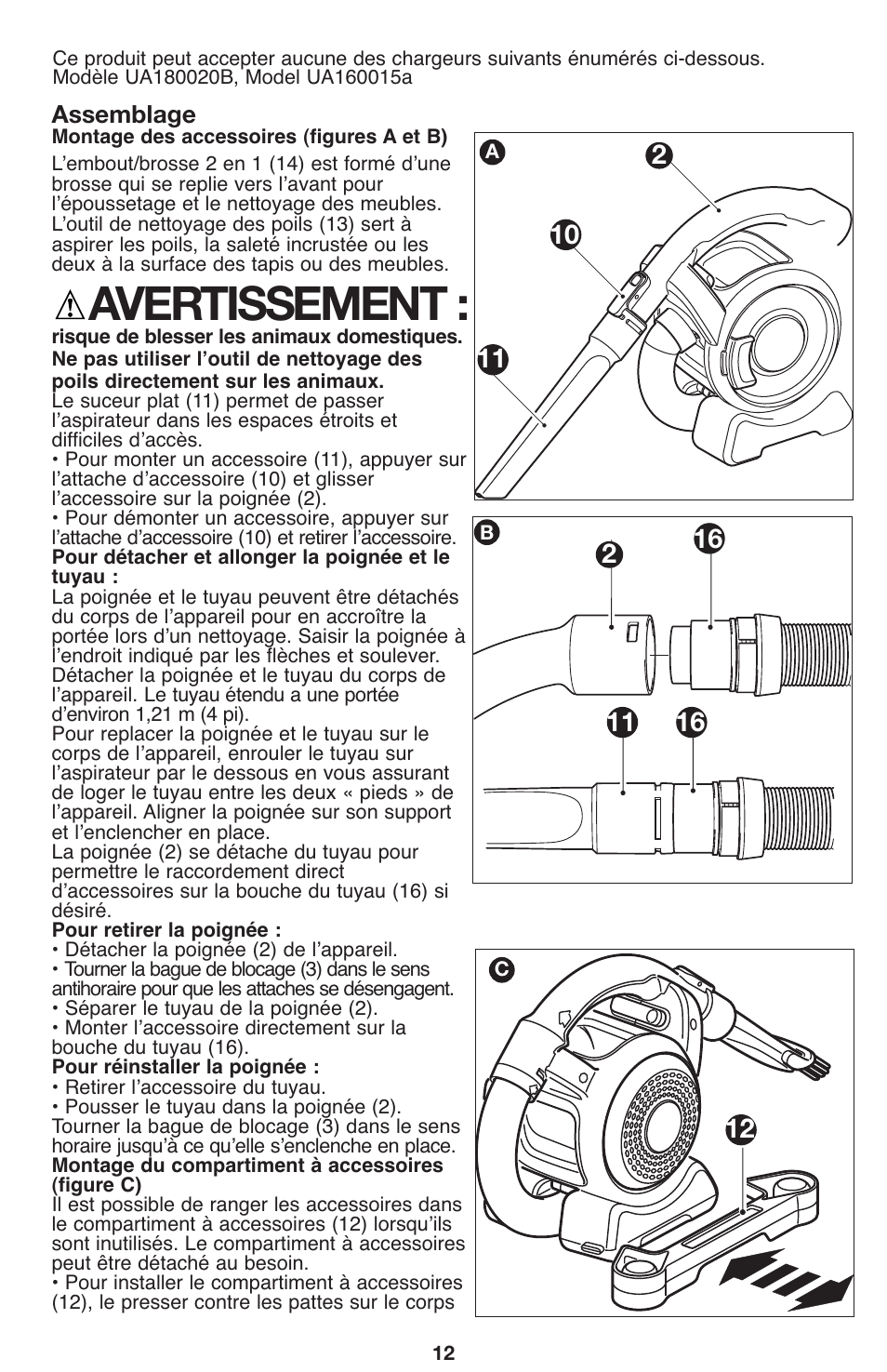 Avertissement, Assemblage | Black & Decker 90564858 User Manual | Page 12 / 28