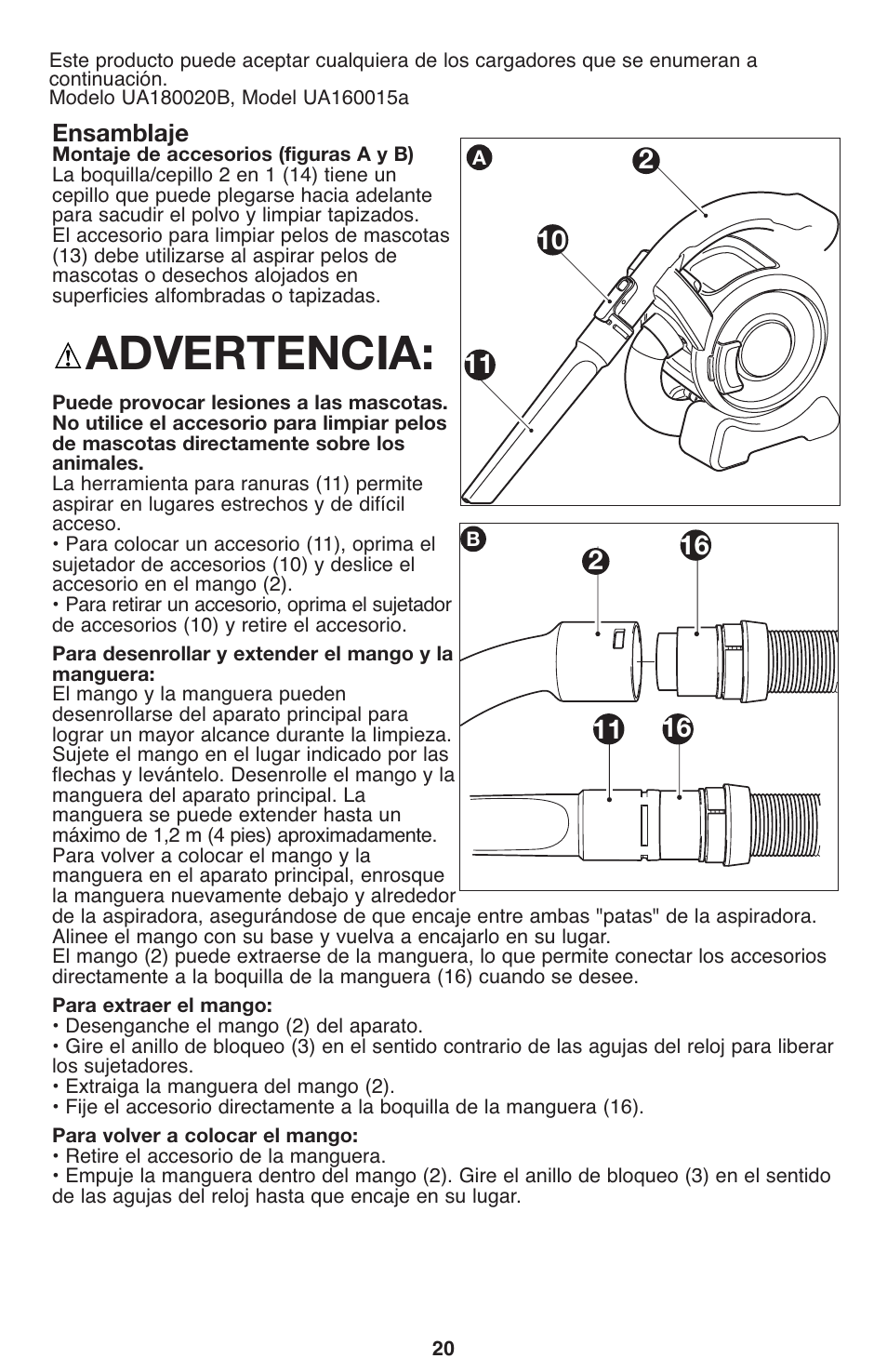 Advertencia, Ensamblaje | Black & Decker 90564858 User Manual | Page 20 / 28