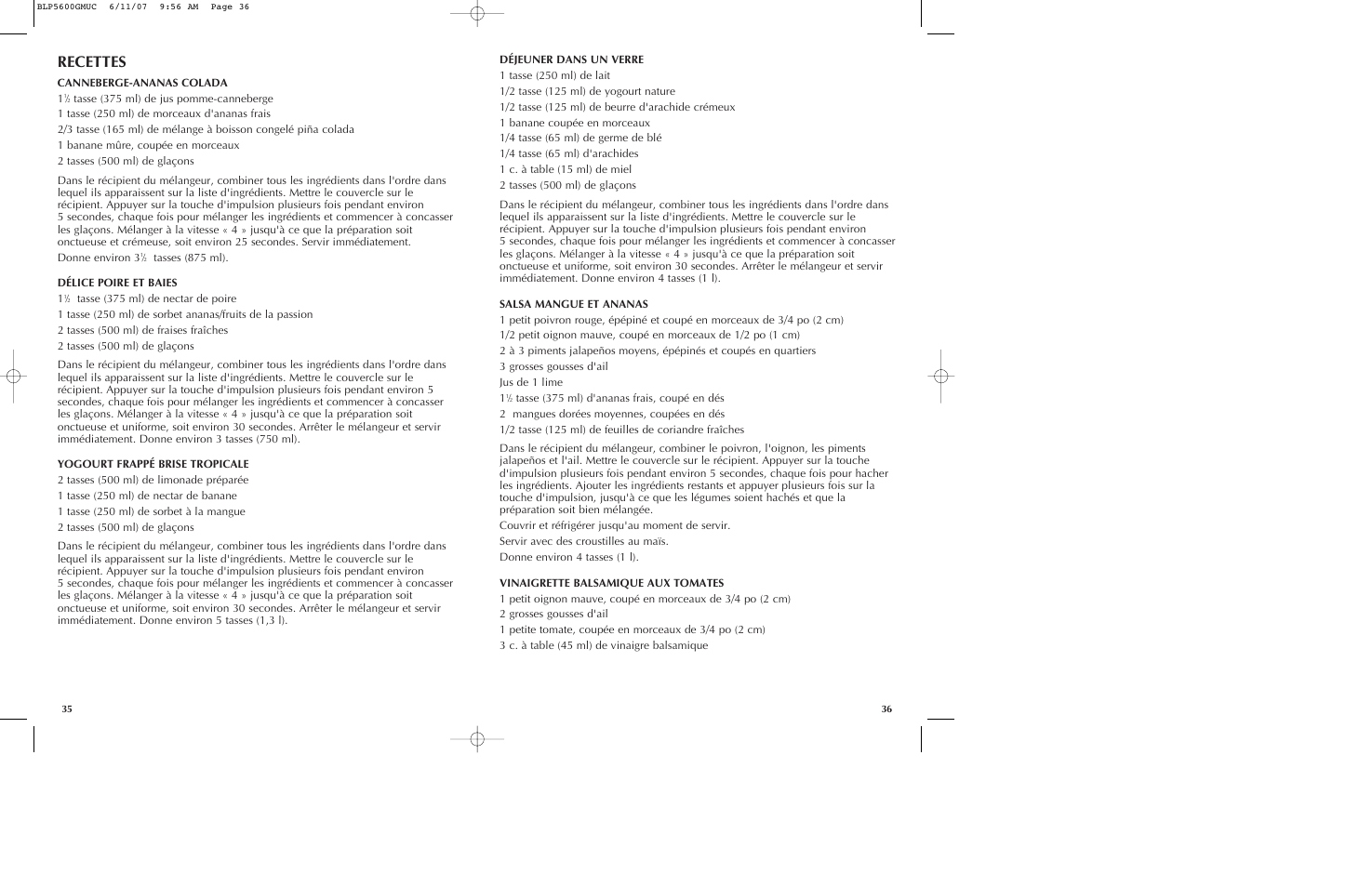Recettes | Black & Decker iBLEND BLP5600GM User Manual | Page 19 / 25