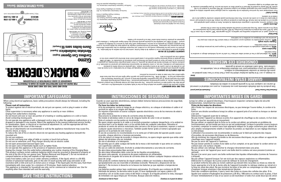 Black & Decker Gizmo EM200 User Manual | 2 pages