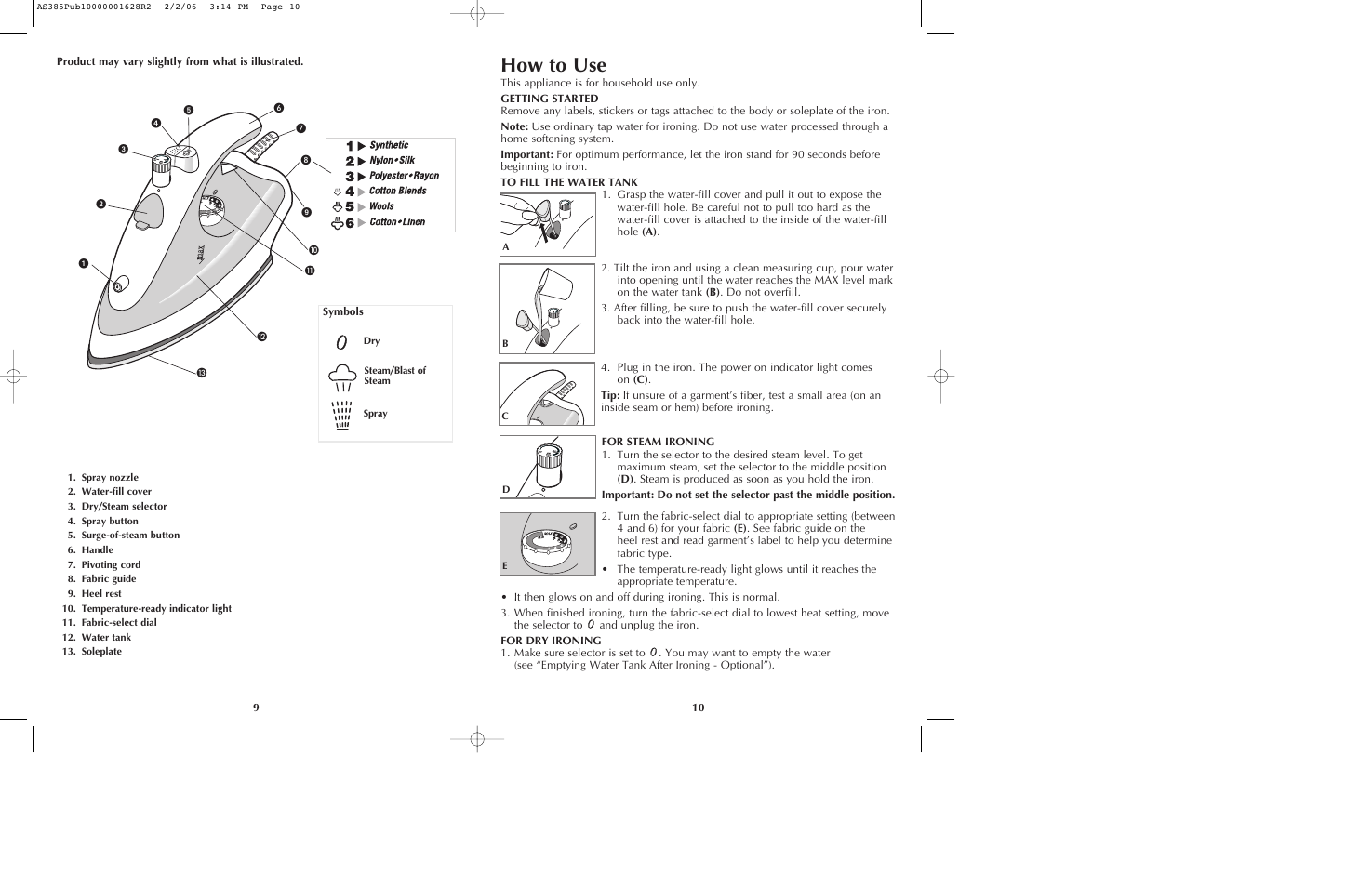 How to use | Black & Decker AVANTSTEAM AS385 User Manual | Page 6 / 9