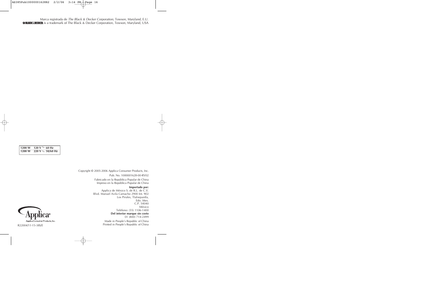 Black & Decker AVANTSTEAM AS385 User Manual | Page 9 / 9