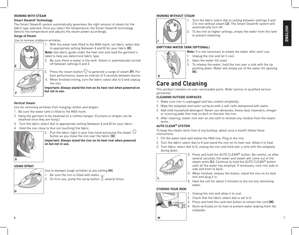 Care and cleaning | Black & Decker First Impressions ICR515 User Manual | Page 4 / 15