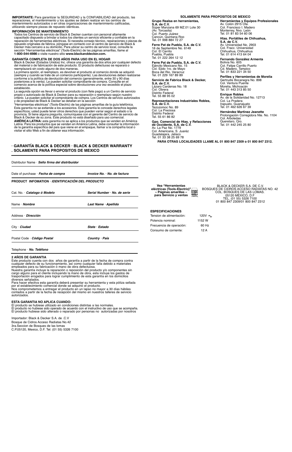Black & Decker BV9000 User Manual | Page 6 / 6