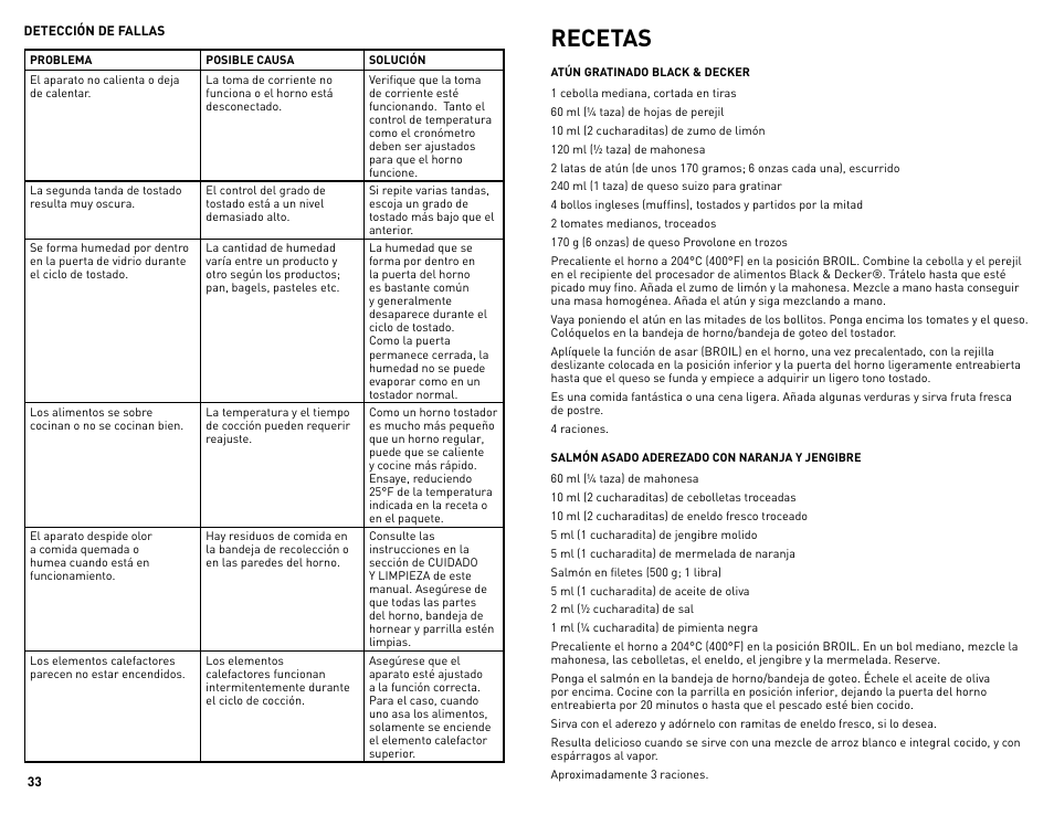 Recetas | Black & Decker Perfect Broil CTO4300BUC User Manual | Page 18 / 33