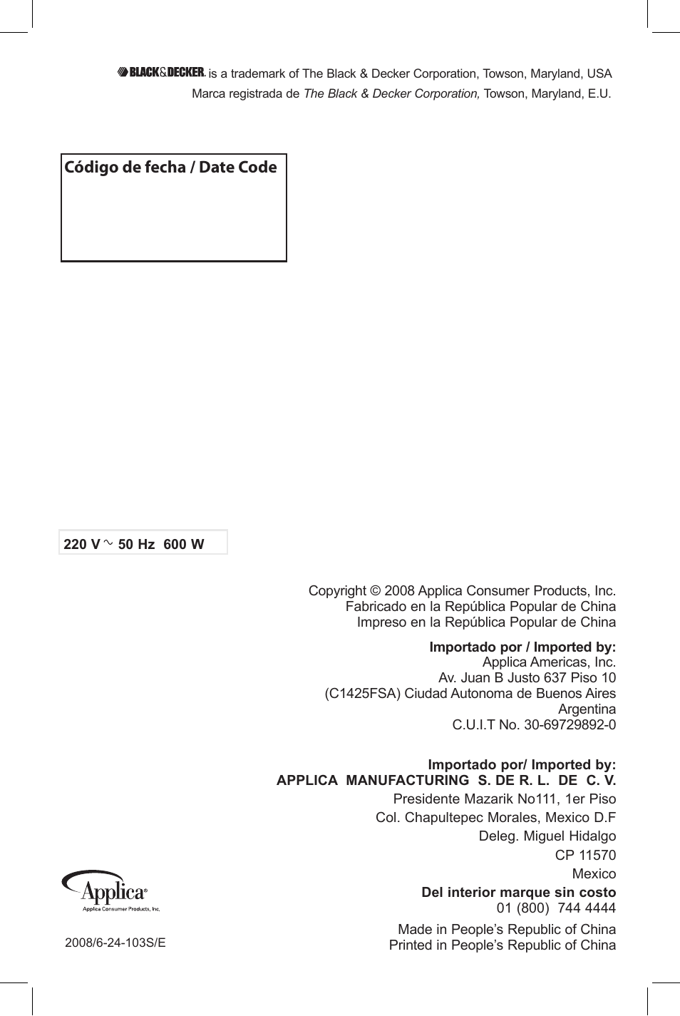 Black & Decker iBLEND BLP5601KT User Manual | Page 18 / 18