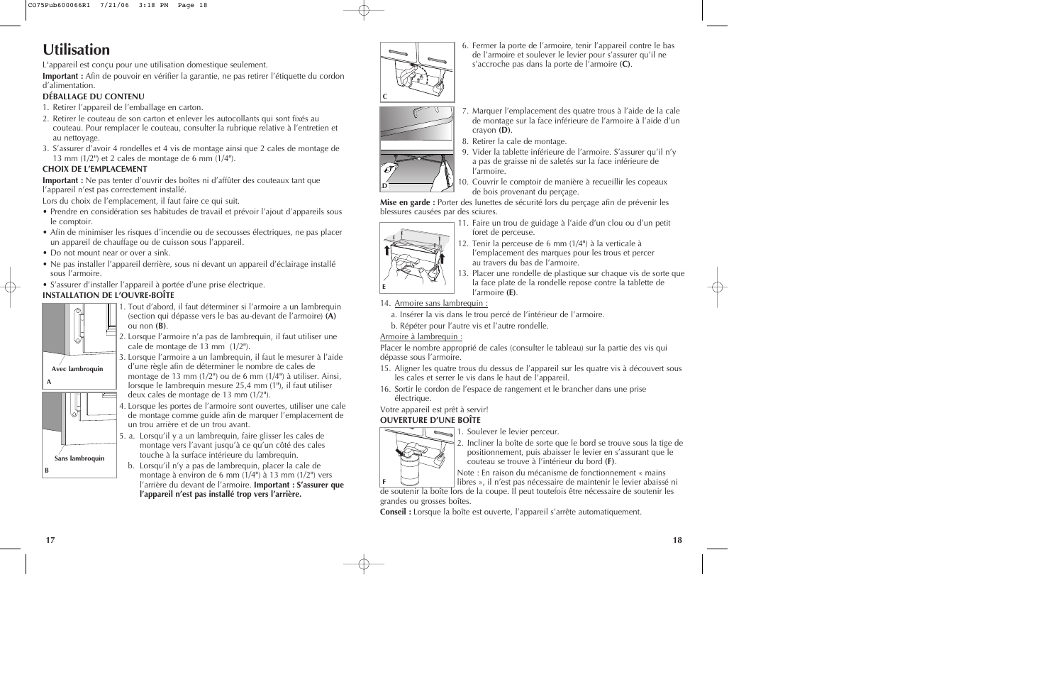 Utilisation | Black & Decker CO85BM User Manual | Page 10 / 13