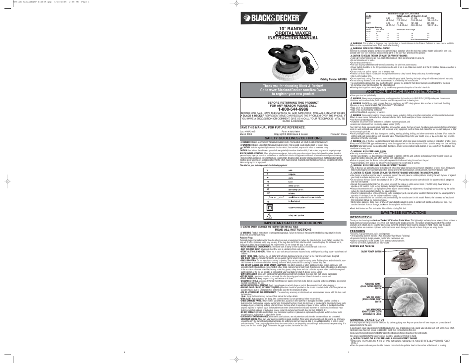 Black & Decker WP010B User Manual | 2 pages