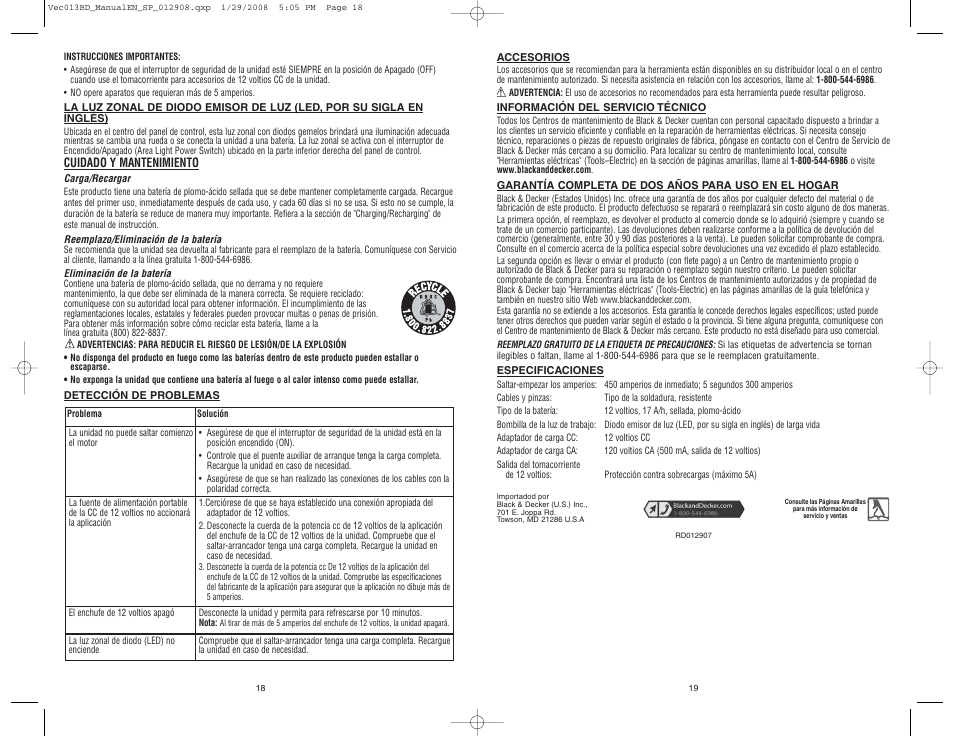 Black & Decker START-IT VEC013BD User Manual | Page 10 / 10