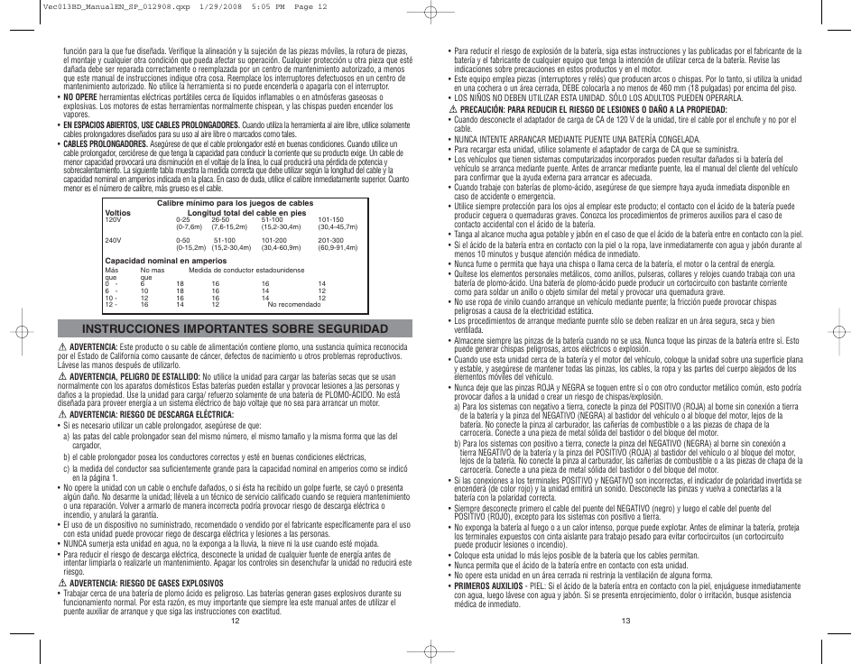 Instrucciones importantes sobre seguridad | Black & Decker START-IT VEC013BD User Manual | Page 7 / 10