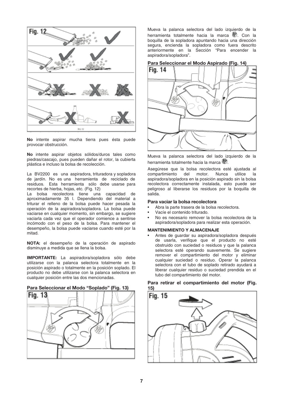 Black & Decker BV2200 User Manual | Page 7 / 22