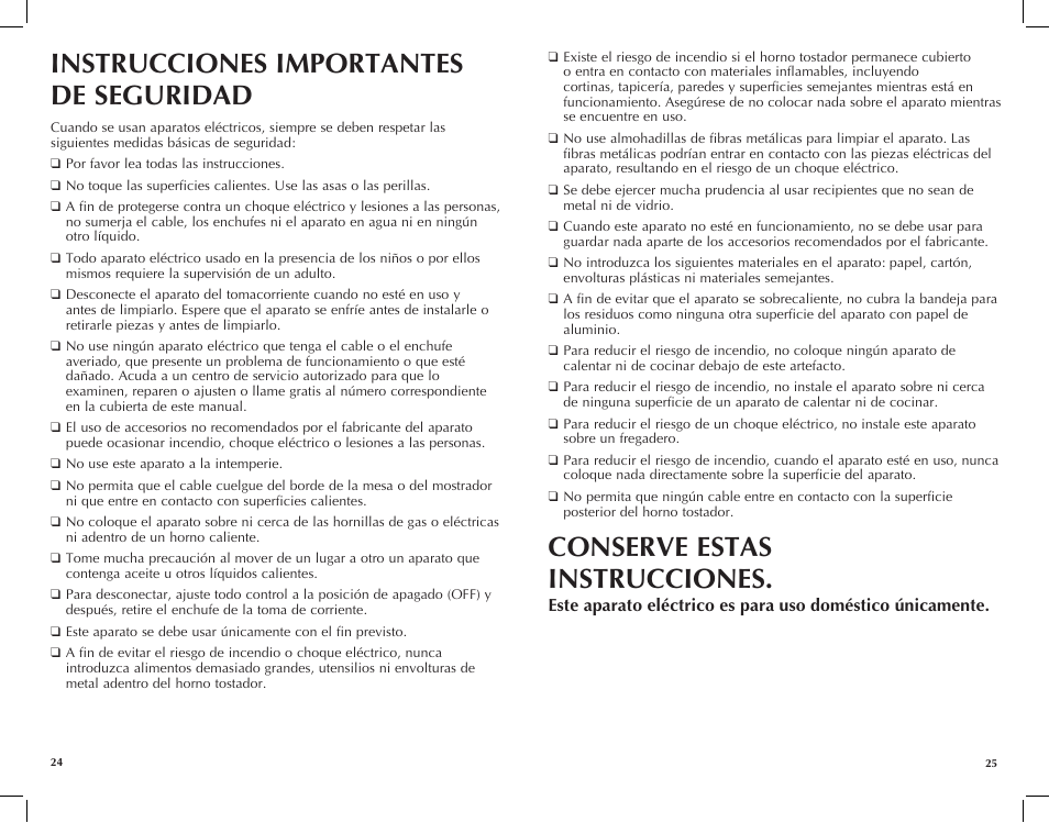 Conserve estas instrucciones, Instrucciones importantes de seguridad | Black & Decker TROS1000Q User Manual | Page 13 / 27