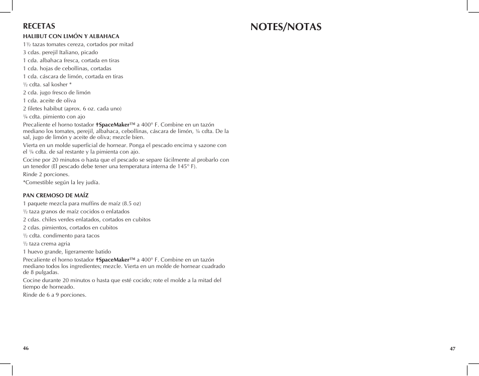 Recetas | Black & Decker TROS1000Q User Manual | Page 24 / 27