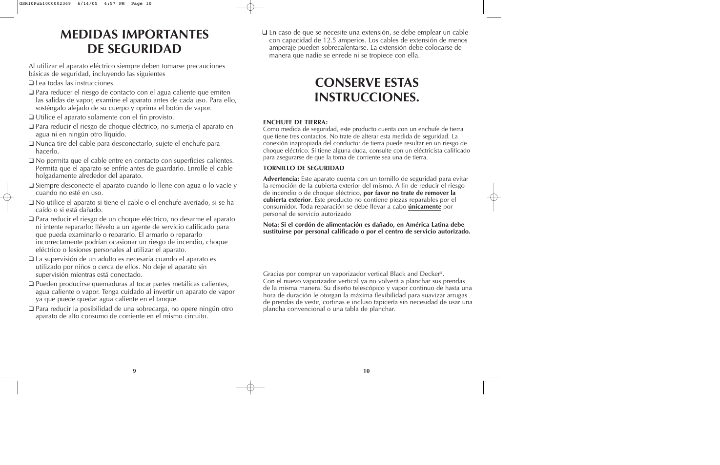 Black & Decker GSR10 User Manual | Page 6 / 17
