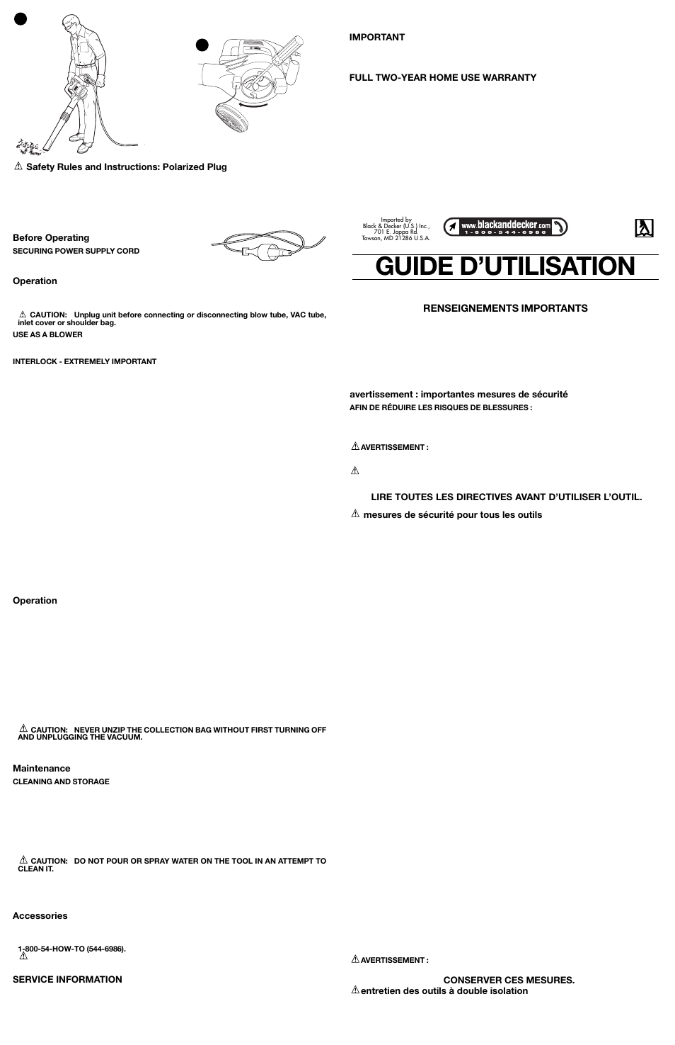 Guide d’utilisation | Black & Decker 606432-00 User Manual | Page 2 / 4