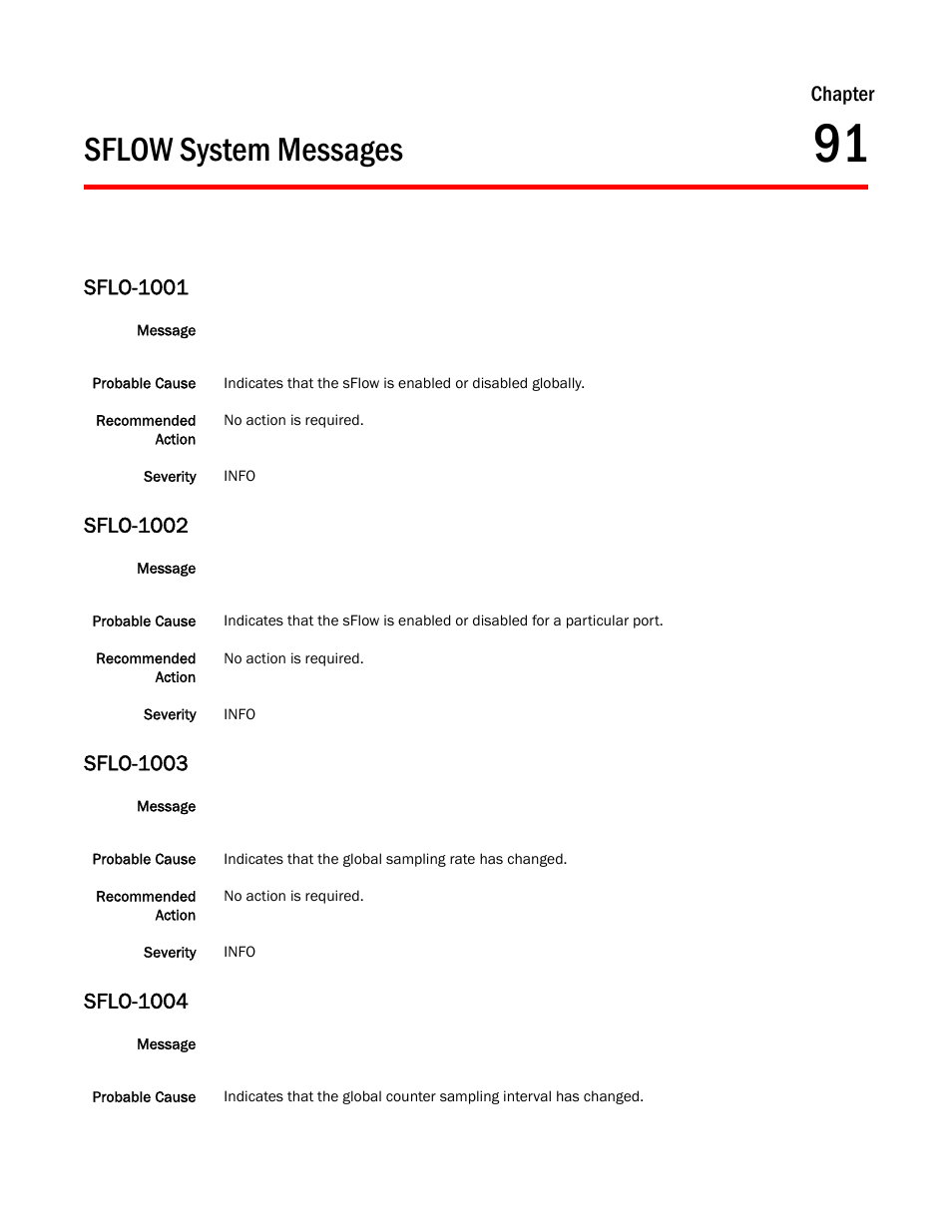 Sflow system messages, Chapter 91, Sflo-1001 | Sflo-1002, Sflo-1003, Sflo-1004, Chapter | Dell POWEREDGE M1000E User Manual | Page 639 / 842