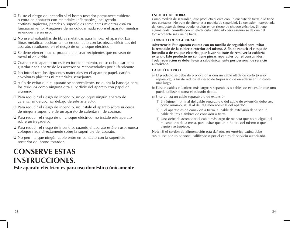 Conserve estas instrucciones | Black & Decker TRos1500 User Manual | Page 13 / 26