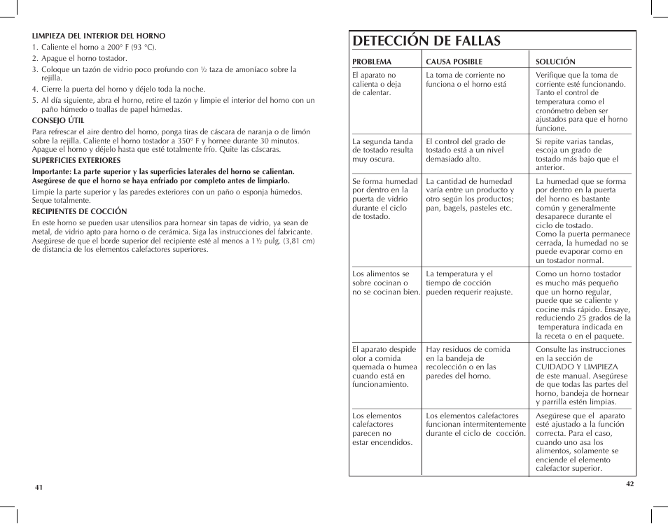 Detección de fallas | Black & Decker TRos1500 User Manual | Page 22 / 26
