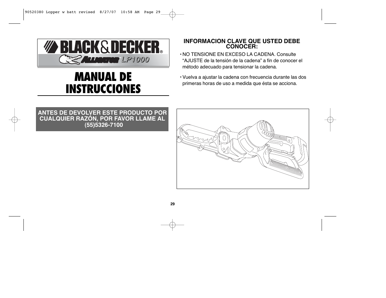 Manual de instrucciones | Black & Decker Alligator 90520380 User Manual | Page 29 / 44