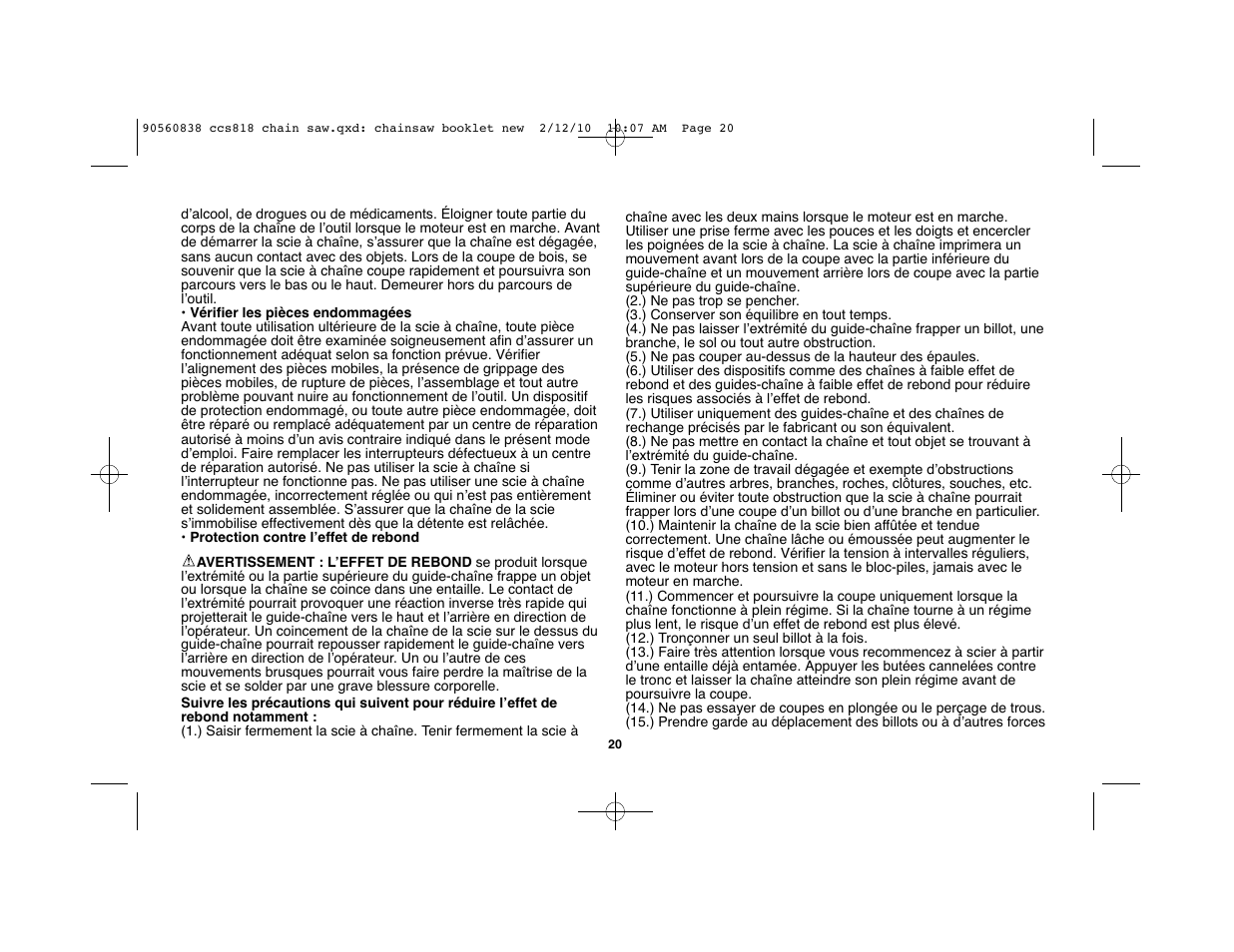 Black & Decker CCS818 User Manual | Page 20 / 56