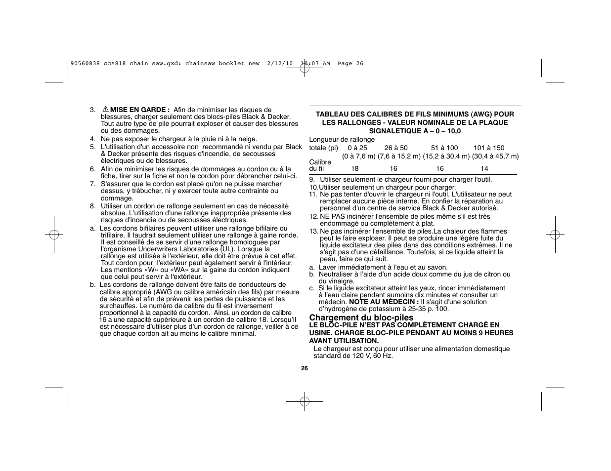 Black & Decker CCS818 User Manual | Page 26 / 56