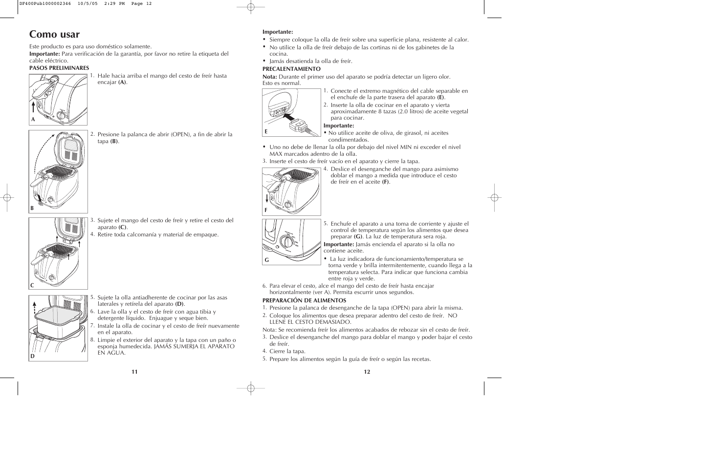Como usar | Black & Decker DF400 User Manual | Page 7 / 15