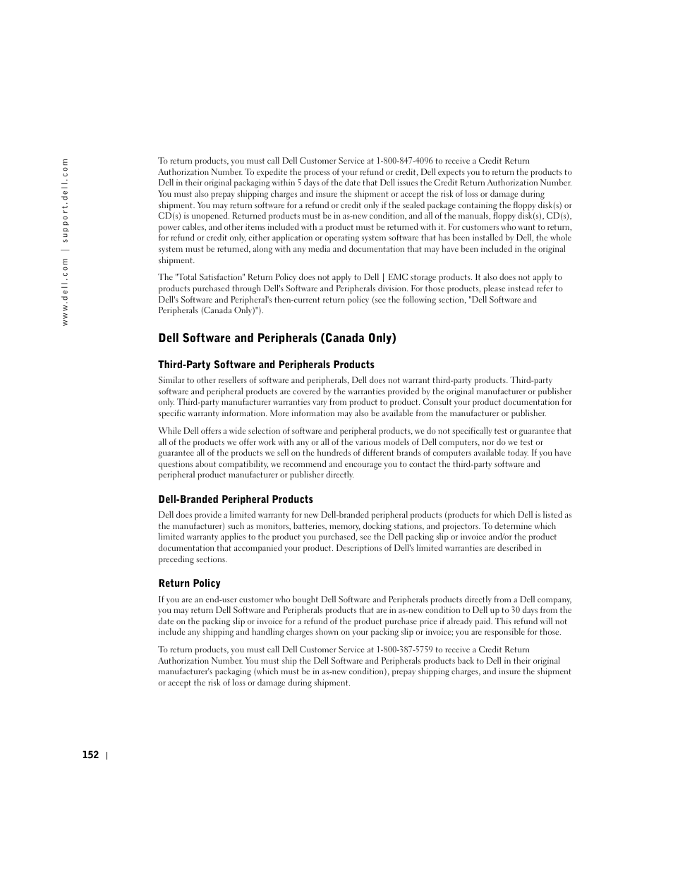 Dell software and peripherals (canada only) | Dell Inspiron 5100 User Manual | Page 152 / 160
