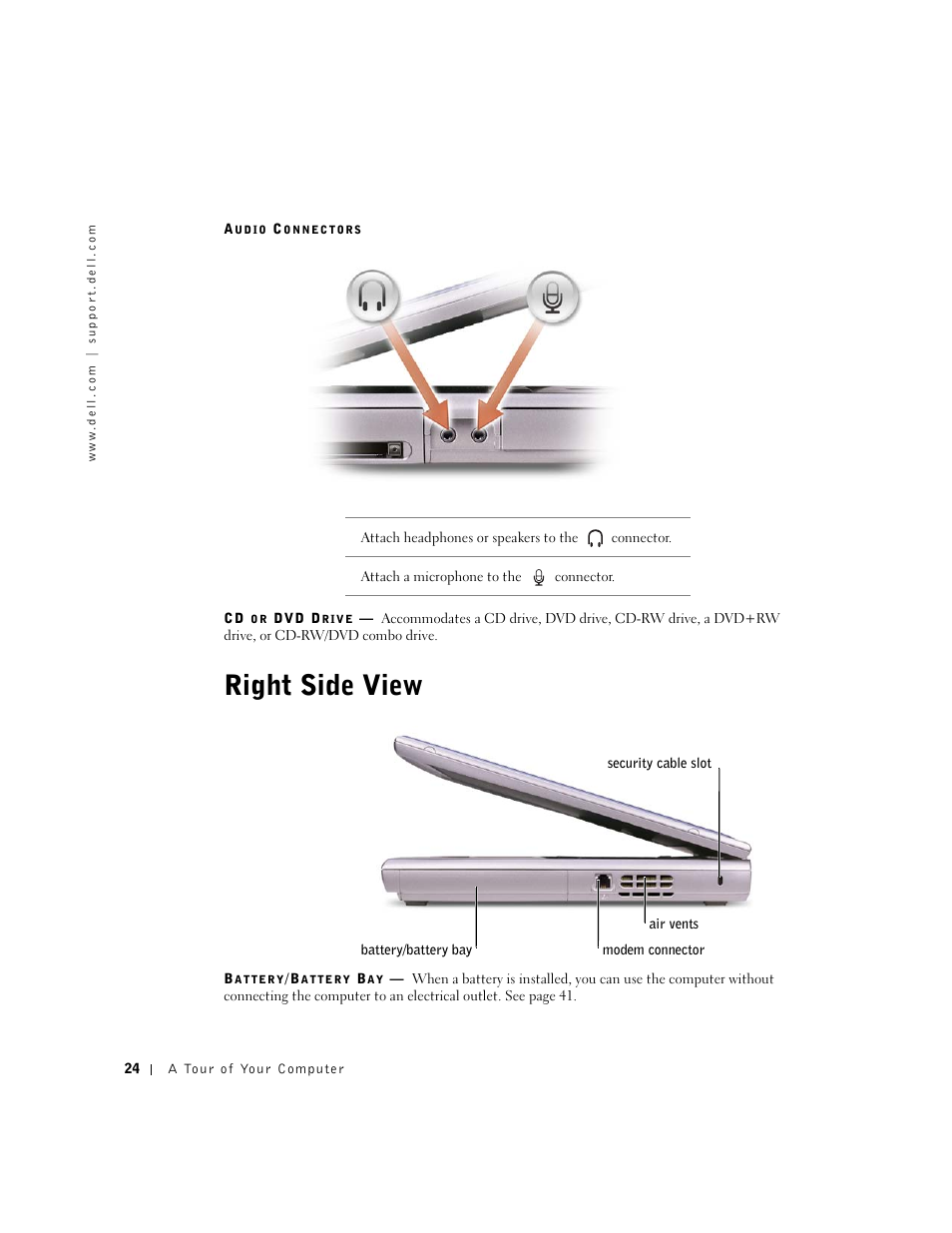 Right side view | Dell Inspiron 5100 User Manual | Page 24 / 160