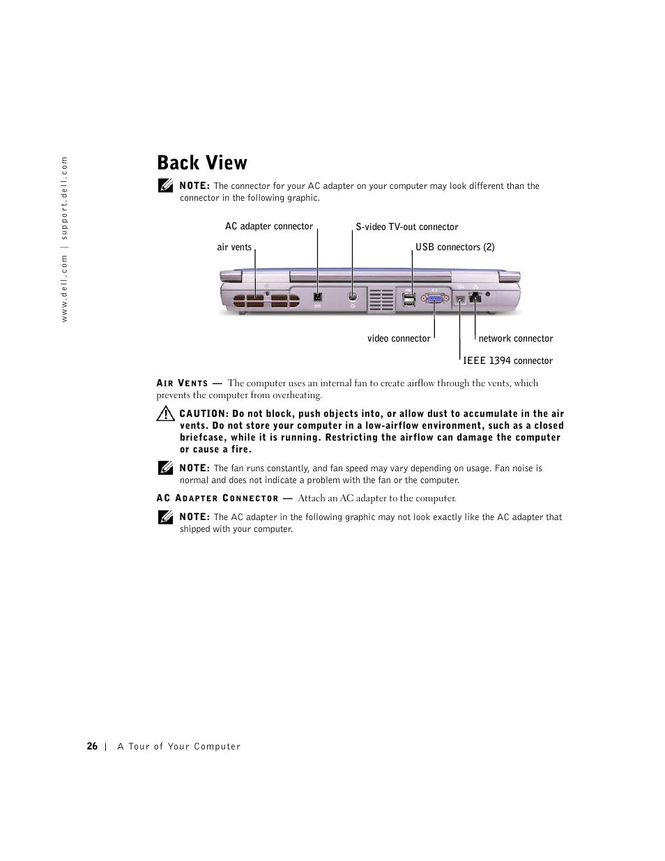Back view | Dell Inspiron 5100 User Manual | Page 26 / 160