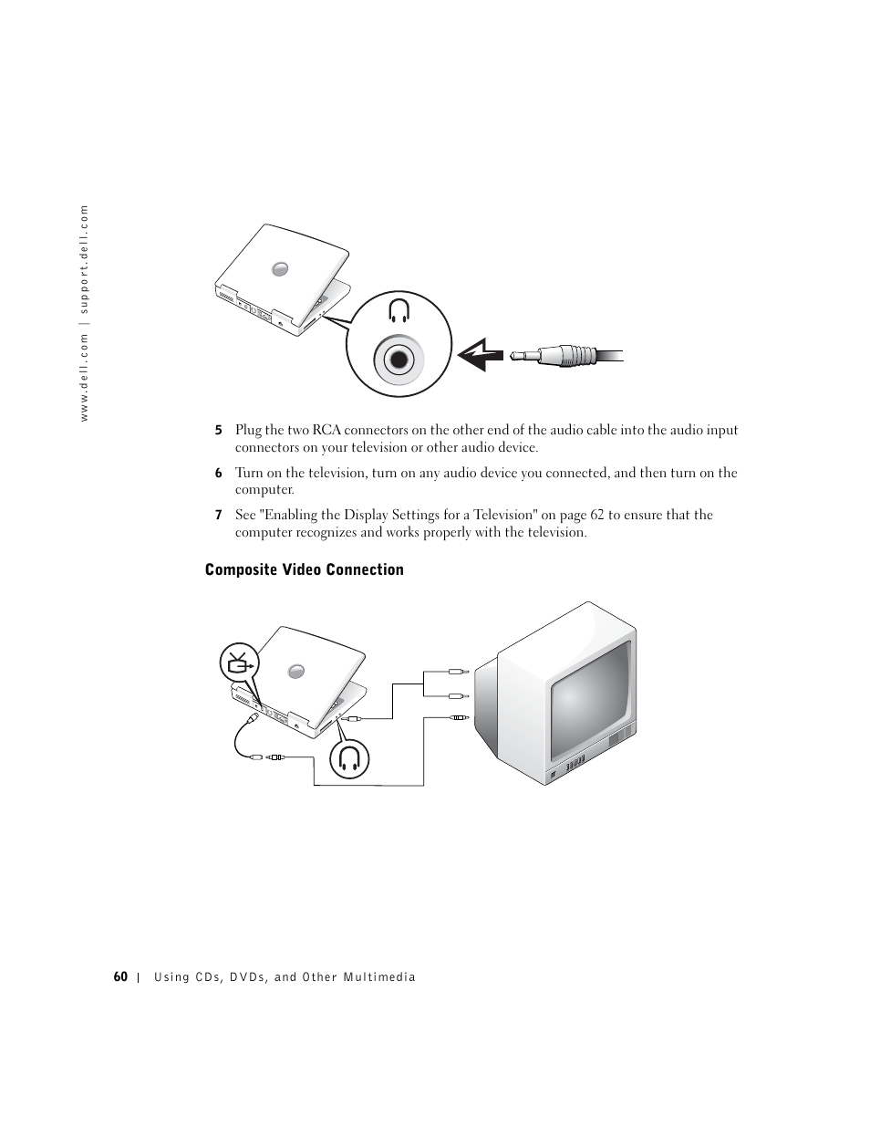 Composite video connection | Dell Inspiron 5100 User Manual | Page 60 / 160