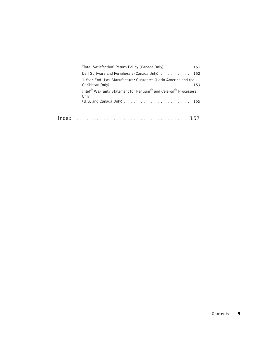 Index | Dell Inspiron 5100 User Manual | Page 9 / 160