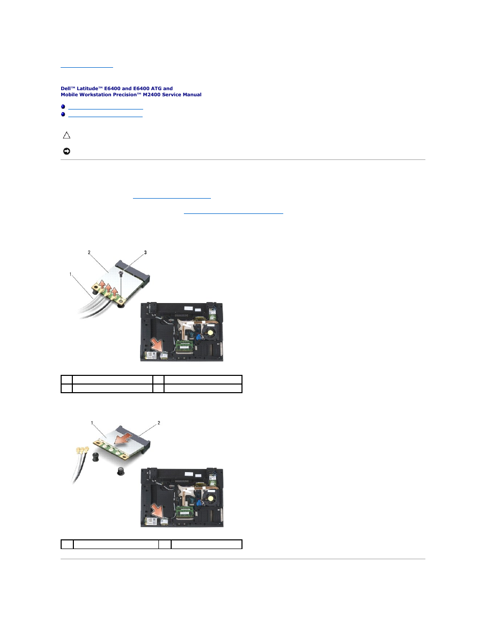 Wlan/wimax card, Removing the wlan/wimax card | Dell Precision M2400 (Mid 2008) User Manual | Page 95 / 100