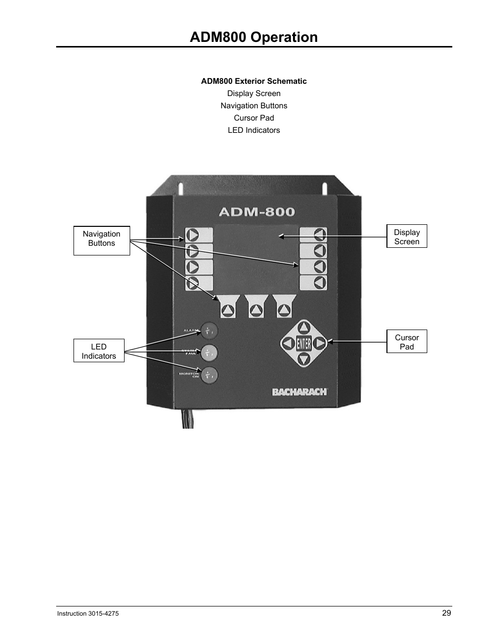 Adm800 operation | Bacharach AGM300 User Manual | Page 37 / 94