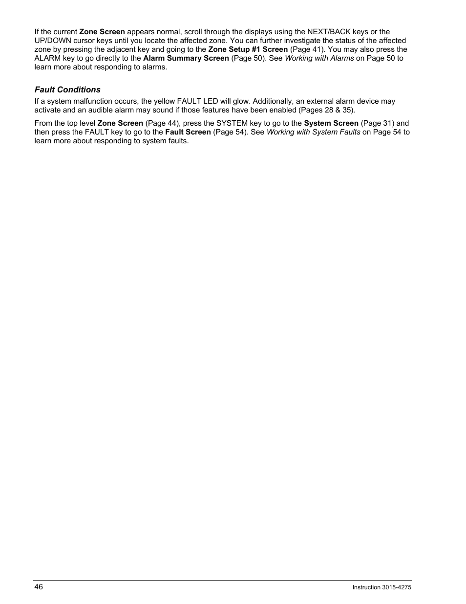 Fault conditions | Bacharach AGM300 User Manual | Page 54 / 94