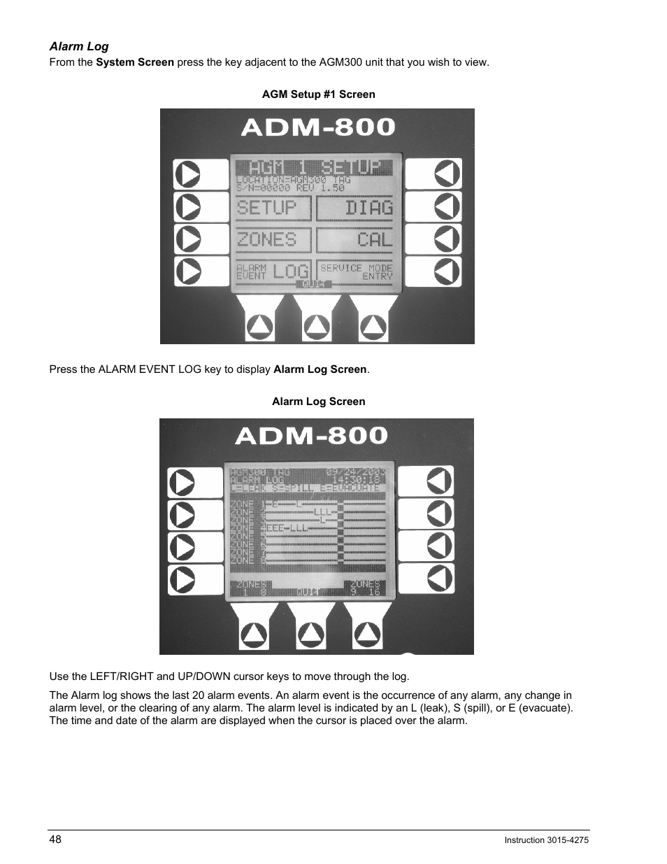 Alarm log | Bacharach AGM300 User Manual | Page 56 / 94