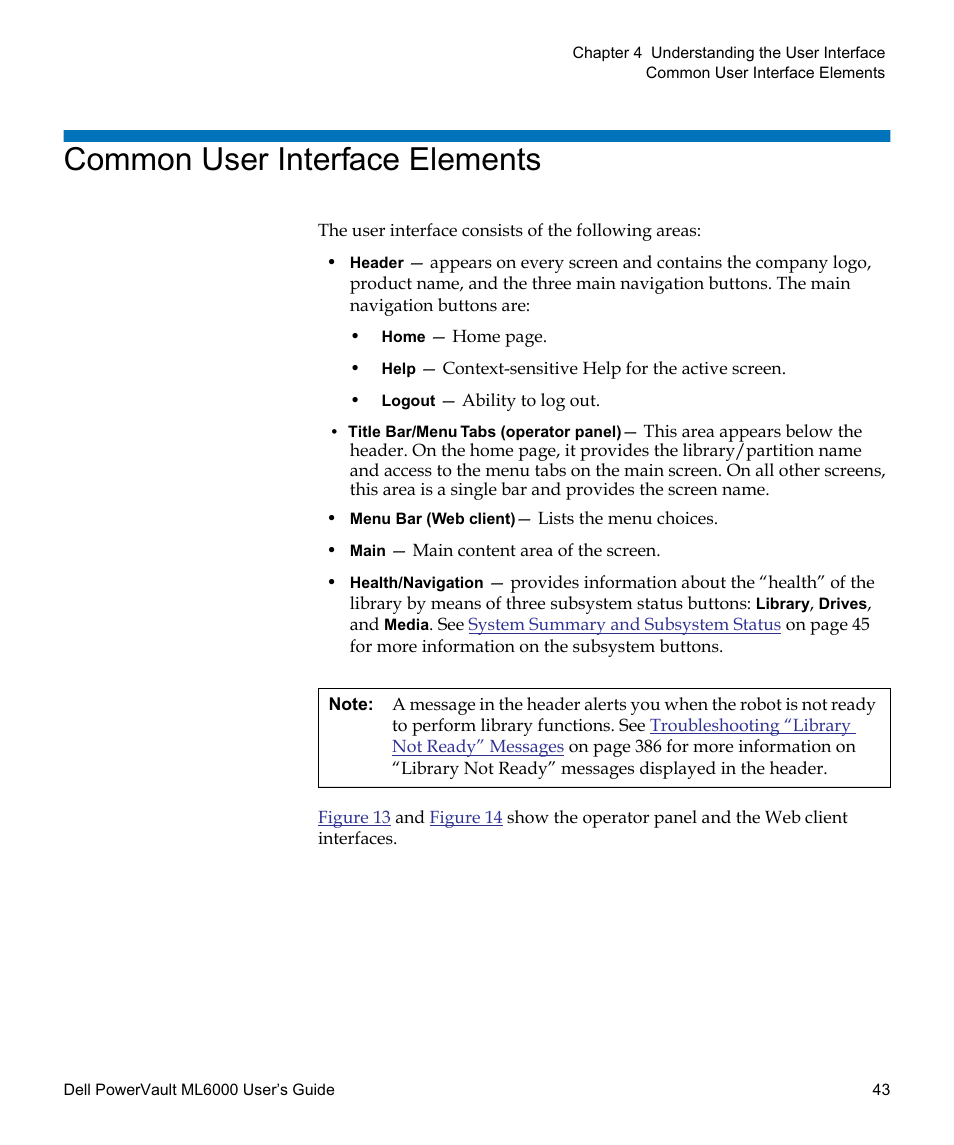 Common user interface elements | Dell PowerVault ML6000 User Manual | Page 43 / 438