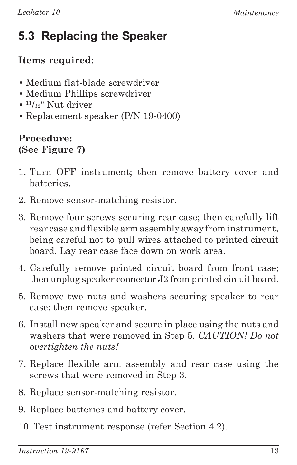 3 replacing the speaker | Bacharach Leakator 10 User Manual | Page 17 / 24